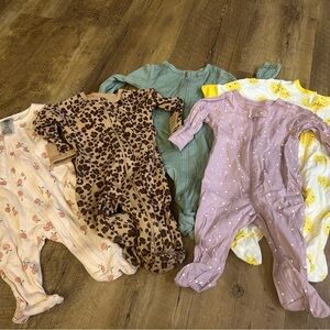 Gerber Kids Pajamas Footies Set - Leopard, Pink, Green, Yellow